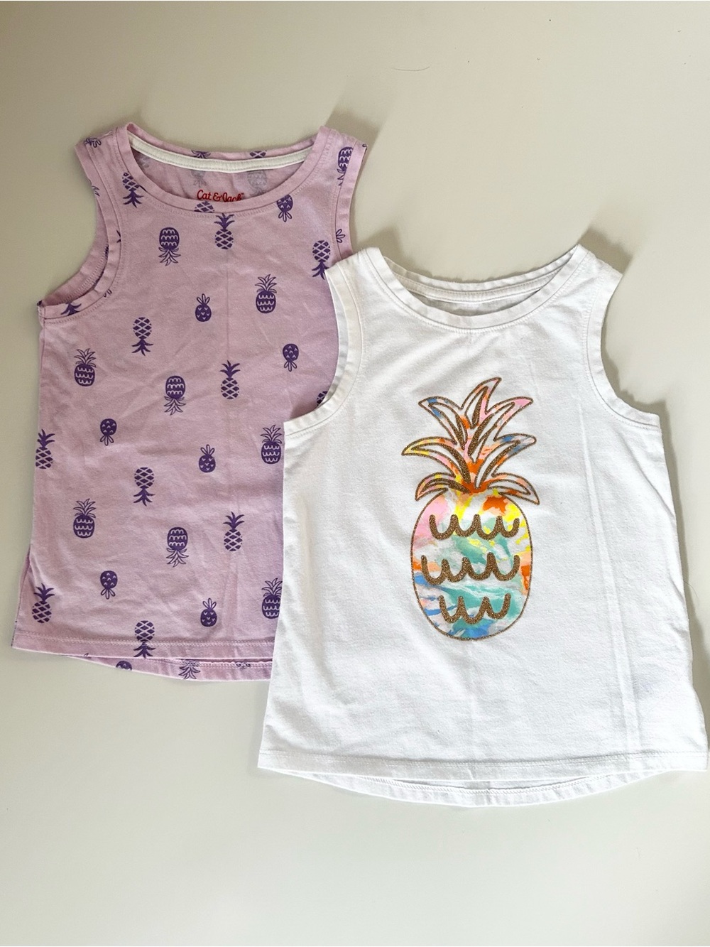 Cat & Jack Toddler Girls Pineapple Tank Top Bundle